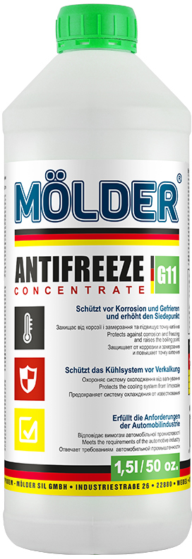 Охолоджувальна рідина MOLDER G11, концентрат, зелений, 1,5 л (UKF-015-G11GRN)